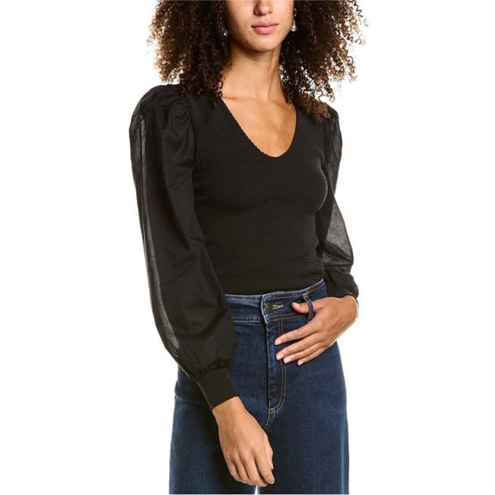 Nation LTD Della Smocked Combo Top Size M EUC
